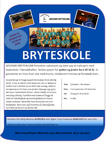 Bryteskole høsten 2017 starter onsdag 6. september